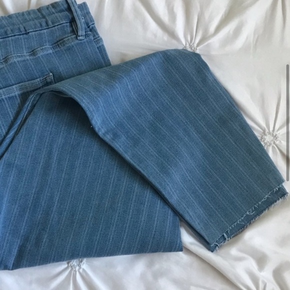 Good American Plus Size 24 Cropped Skinny Raw Hem Striped Stretch Jeans new - Picture 4 of 8